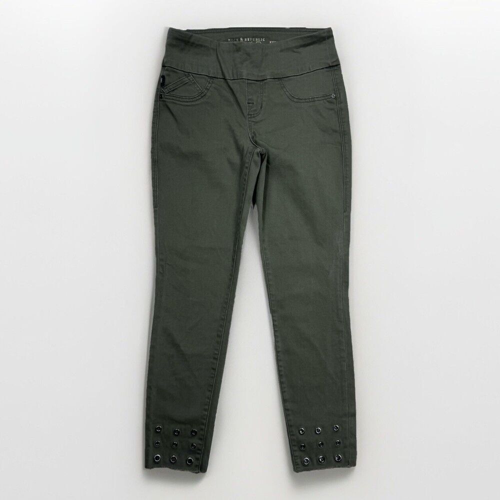 Rock & Republic Fever Jeans Womens 4 Pull On Denim RX Green Measures 27 x 26